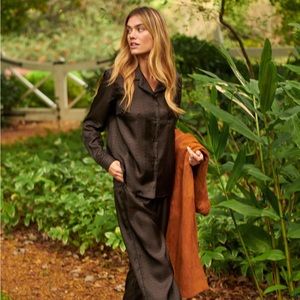 Billy Reid Nico PJ pant silk black brown